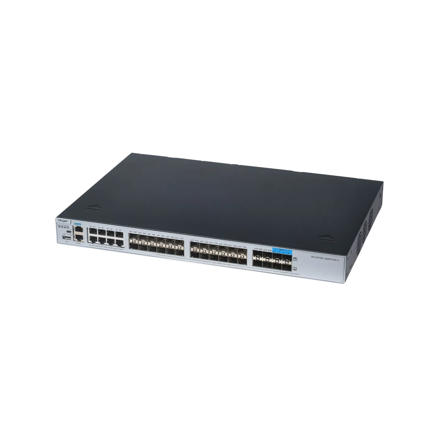 RG-S5750C-28SFP4XS-H, Enterprise-Class Core/Aggregation Switch, 28 x GE Optical Ports, Two Expansion Slots, 10GE Uplink