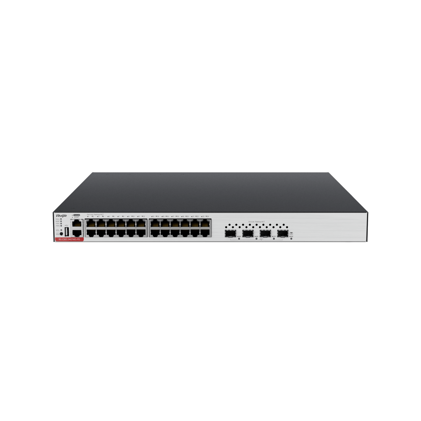 RG-CS83-24GT4XS-PD 24-Port GE Electrical Layer 3 Managed Access Switch with PoE+, 4 × 10G Uplink Ports